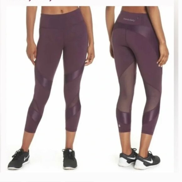 Sweaty Betty Pants - Sweaty Betty The Power purple cropped mesh leggings XL